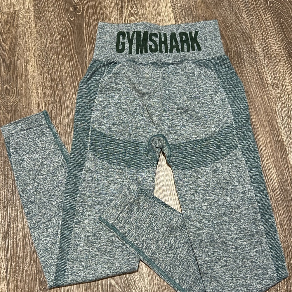 Gymshark Heather Gray and Dark Green Leggings